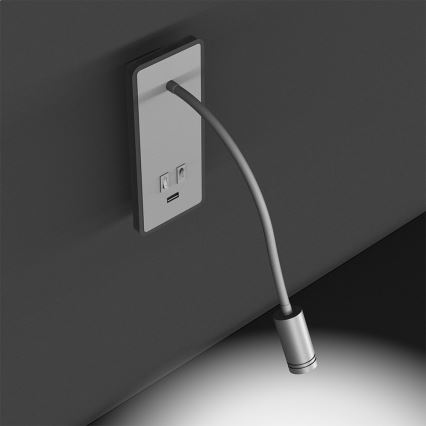 LED fleksibilna zidna lampica sa USB BASE LED/8W+LED/2W/230V bela