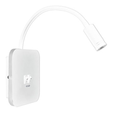 LED fleksibilna zidna lampica sa USB BASE LED/8W + LED/2W/230V bela