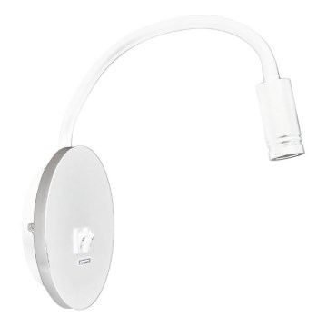 LED fleksibilna zidna lampica sa USB BASE LED/8W+LED/2W/230V bela/srebrna