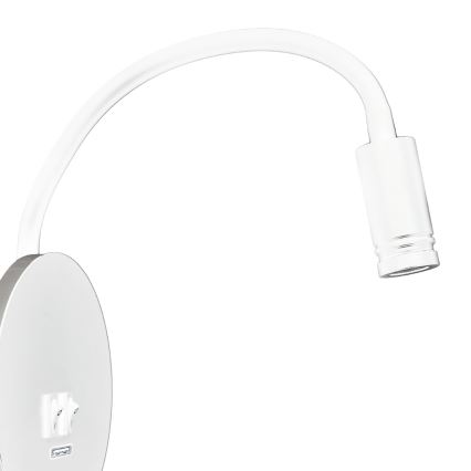 LED fleksibilna zidna lampica sa USB BASE LED/8W+LED/2W/230V bela/srebrna