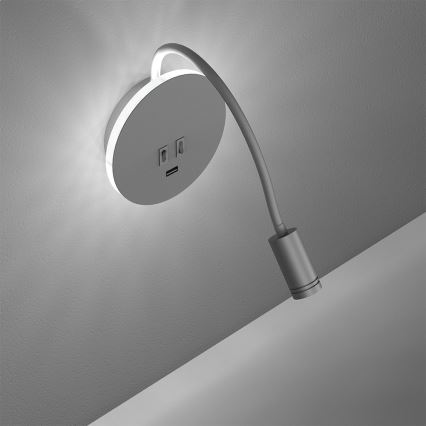LED fleksibilna zidna lampica sa USB BASE LED/8W+LED/2W/230V bela/srebrna