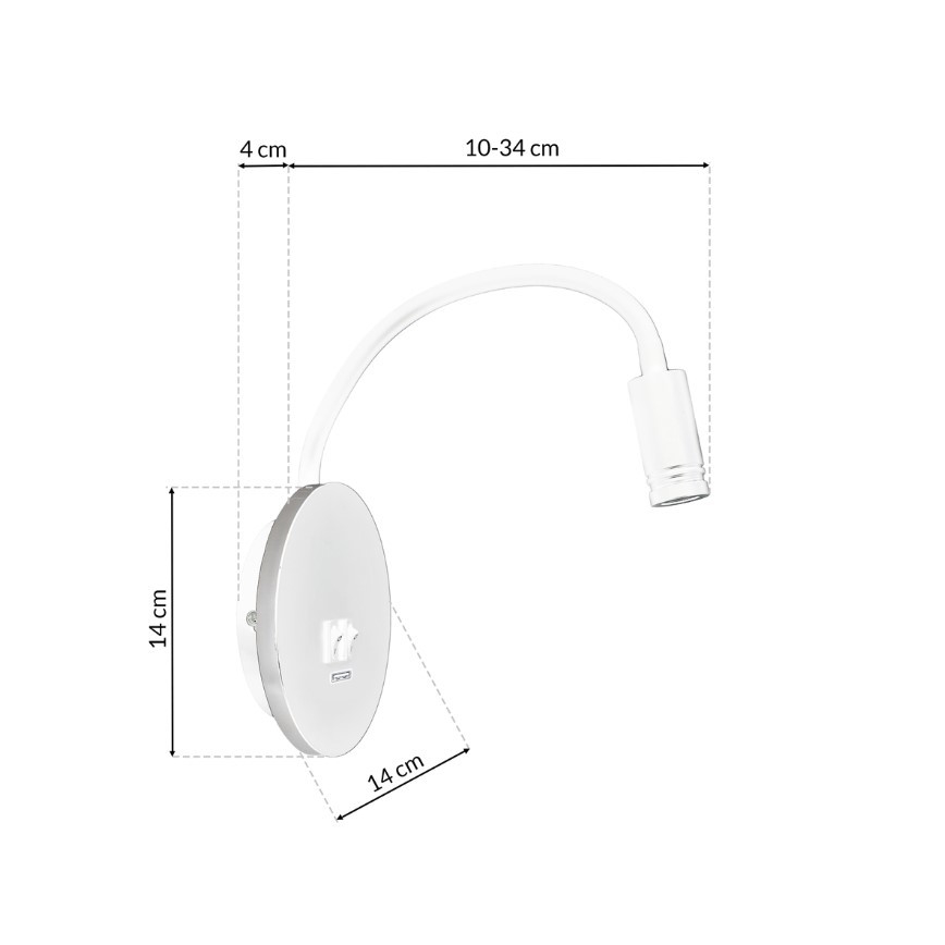 LED fleksibilna zidna lampica sa USB BASE LED/8W+LED/2W/230V bela/srebrna