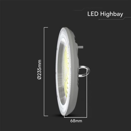 LED industrijska High Bay svetiljka/100W/230V 3000/4000/6500K IP65 prečnik 23,5 cm