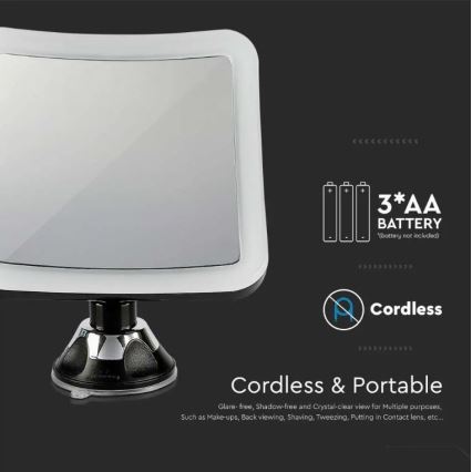 LED Kozmetičko ogledalo LED/3,2W/4,5V 3xAA IP44