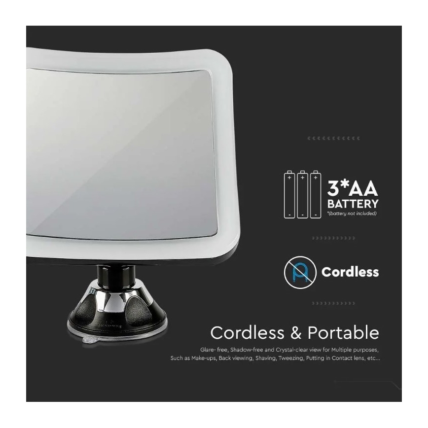 LED Kozmetičko ogledalo LED/3,2W/4,5V 3xAA IP44