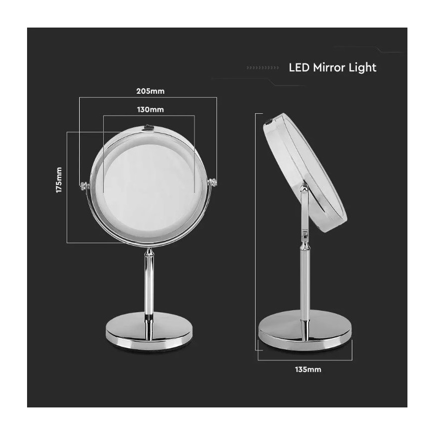 LED kozmetičko ogledalo LED/3W/6V 4xAA IP44