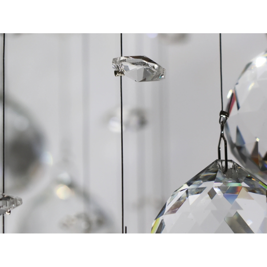 LED kristalno plafonsko svetlo NAURU LED/24W/230V, prečnika 40 cm, sjajni hrom, sa daljinskim upravljačem