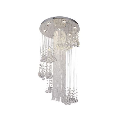 LED kristalno plafonsko svetlo NAURU LED/24W/230V prečnik 45 cm sjajni hrom + daljinski upravljač