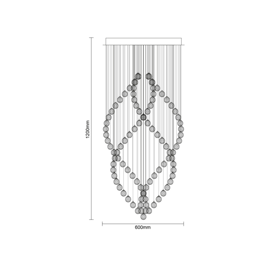 LED kristalno plafonsko svetlo NAURU LED/30W/230V prečnika 60 cm sjajni hrom + daljinski upravljač