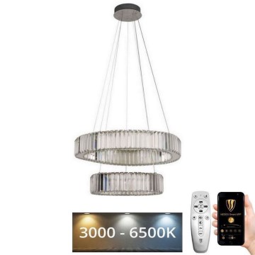 LED kristalni luster na lanku sa prigušiva funkcijom LED/65W/230V 3000-6500K sjajni hrom + daljinski upravljač
