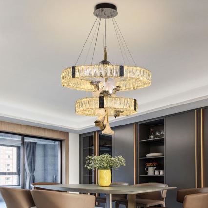 Prigušiva LED kristalni luster na sajli LED/70W/230V 3000-6500K + daljinski upravljač
