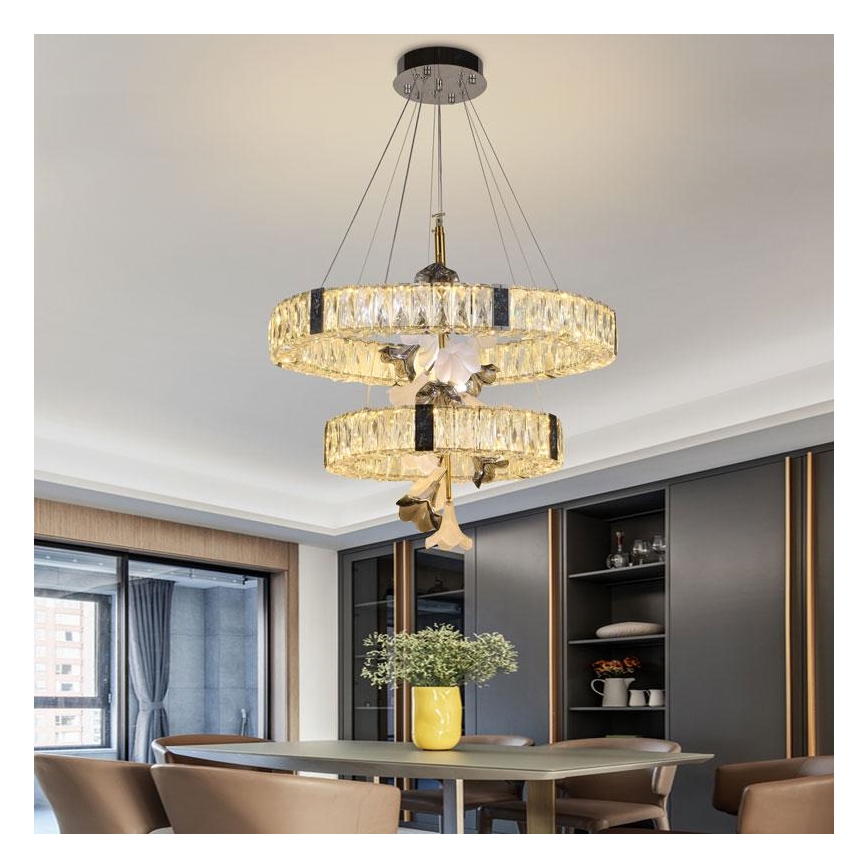 Prigušiva LED kristalni luster na sajli LED/70W/230V 3000-6500K + daljinski upravljač