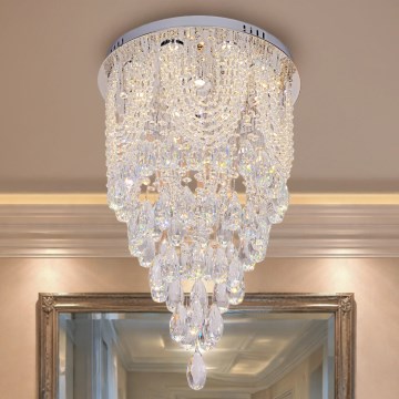 LED kristalni plafonski luster MAJURO LED/30W/230V prečnika 40 cm sjajni hrom + daljinski upravljač
