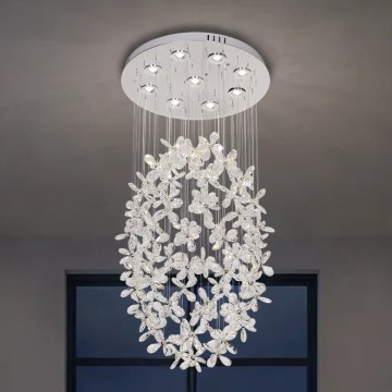LED kristalni plafonski luster SAMOA LED/30W/230V prečnik 40 cm sjajni hrom + daljinsko upravljanje