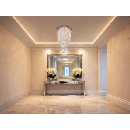 LED kristalni plafonski luster MAJURO LED/30W/230V prečnika 40 cm sjajni hrom + daljinski upravljač