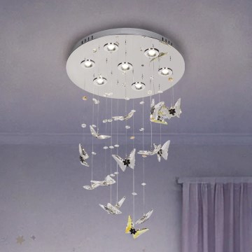 LED kristalno plafonsko svetlo MURU LED/24W/230V prečnik 40 cm sjajni hrom + daljinski upravljač