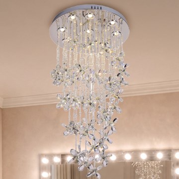 LED kristalno plafonsko svetlo SAMOA LED/30W/230V prečnik 40 cm sjajni hrom + daljinski upravljač