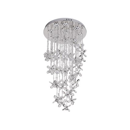 LED kristalno plafonsko svetlo SAMOA LED/30W/230V prečnik 40 cm sjajni hrom + daljinski upravljač