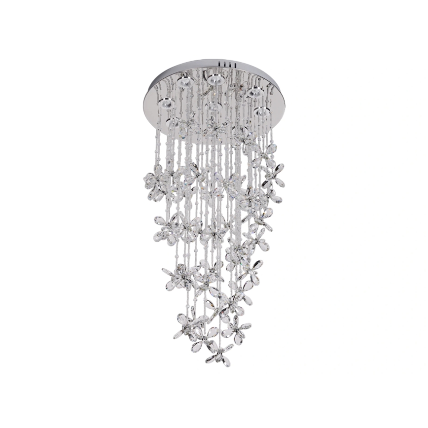 LED kristalno plafonsko svetlo SAMOA LED/30W/230V prečnik 40 cm sjajni hrom + daljinski upravljač