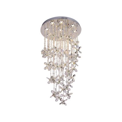 LED kristalno plafonsko svetlo SAMOA LED/30W/230V prečnik 40 cm sjajni hrom + daljinski upravljač