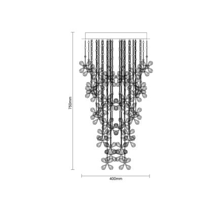 LED kristalno plafonsko svetlo SAMOA LED/30W/230V prečnik 40 cm sjajni hrom + daljinski upravljač