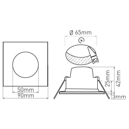 LED kupatilska ugradna svetiljka BONO LED/5W/230V 3000K IP65 crna