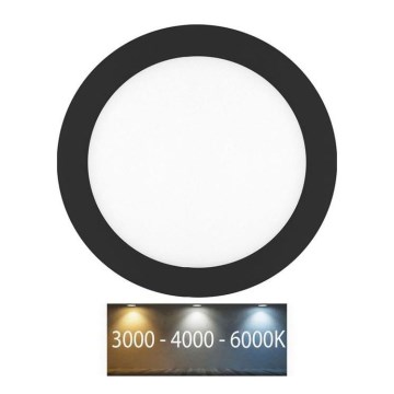 LED kupatilska ugradna svetiljka LADA LED/12W/230V 3000/4000/6000K pr. 17 cm IP44 crna