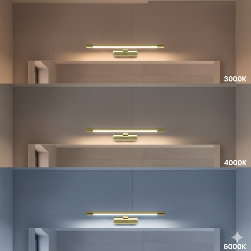 LED osvetljenje za kupatilsko ogledalo KLIMT LED/8W/230V 3000/4000/6000K 40 cm IP44 zlatna