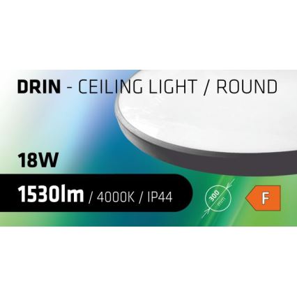 LED kupatilsko plafonsko svetlo CIRCLE LED/18W/230V 4000K prečnik 30 cm IP44 crno
