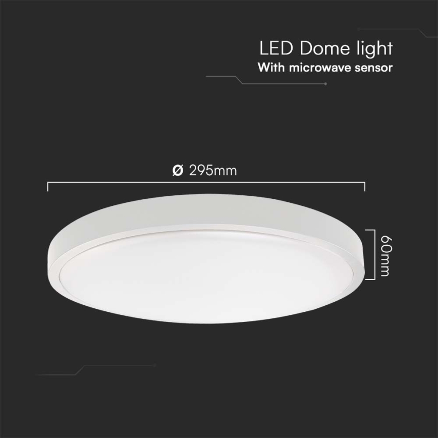 LED plafon za kupatilo sa senzorom LED/18W/230V 3000K IP44, prečnik 29,5 cm, boja: bela + daljinski upravljač