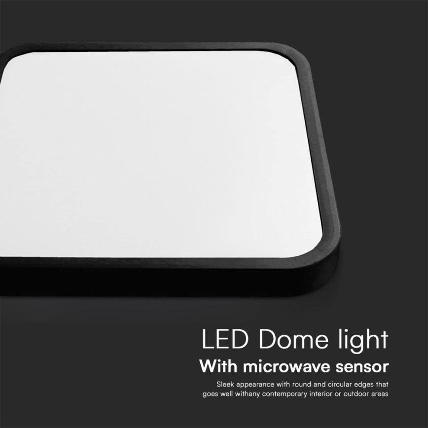 LED kupatilsko plafonsko svetlo sa senzorom SAMSUNG CHIP LED/36W/230V IP44 4000K 42x42 cm crno + daljinski upravljač