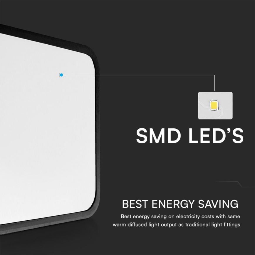 LED kupatilsko plafonsko svetlo sa senzorom SAMSUNG CHIP LED/36W/230V IP44 4000K 42x42 cm crno + daljinski upravljač