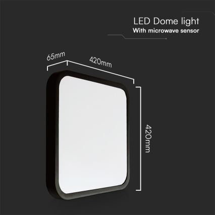LED kupatilsko plafonsko svetlo sa senzorom SAMSUNG CHIP LED/36W/230V IP44 4000K 42x42 cm crno + daljinski upravljač