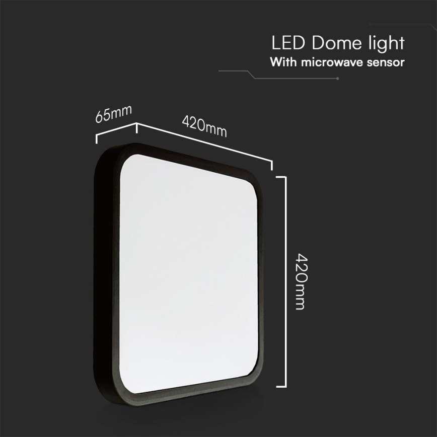 LED kupatilsko plafonsko svetlo sa senzorom SAMSUNG CHIP LED/36W/230V IP44 4000K 42x42 cm crno + daljinski upravljač