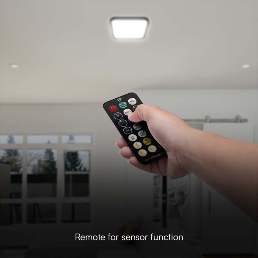 LED stropno svetlo za kupatilo sa senzorom LED/18W/230V 4000K IP44 29,5x29,5 cm crno + daljinski upravljač