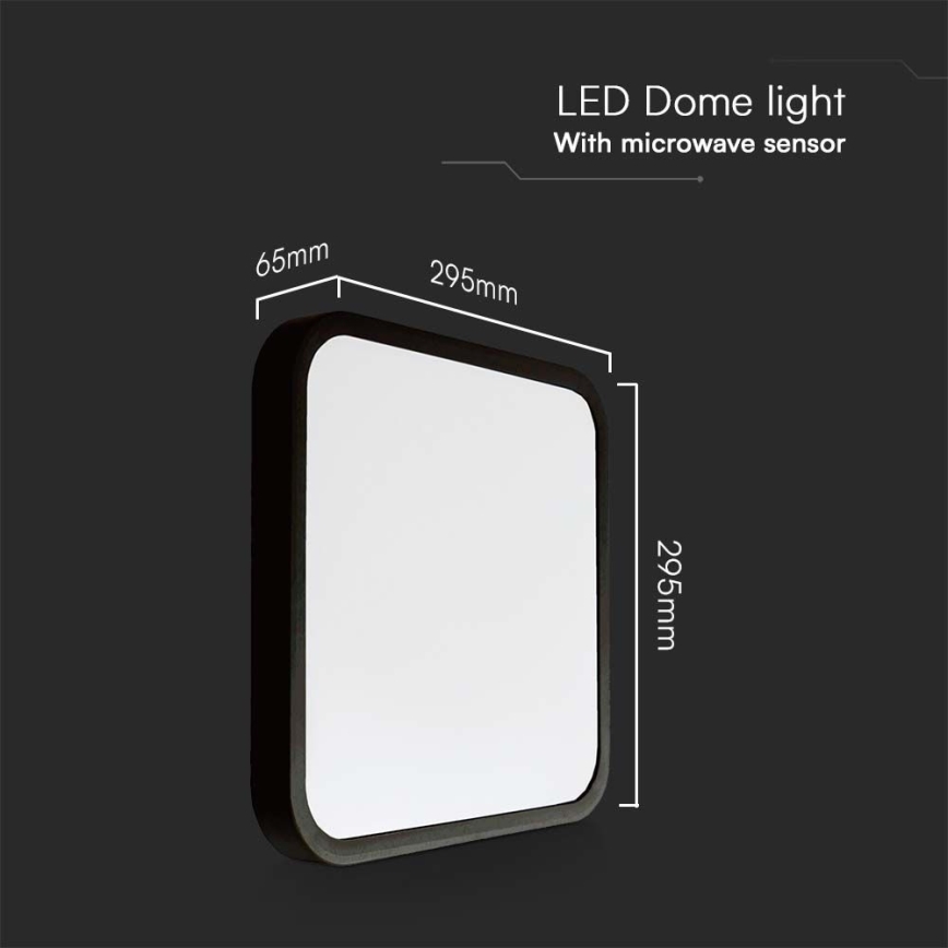 LED stropno svetlo za kupatilo sa senzorom LED/18W/230V 4000K IP44 29,5x29,5 cm crno + daljinski upravljač