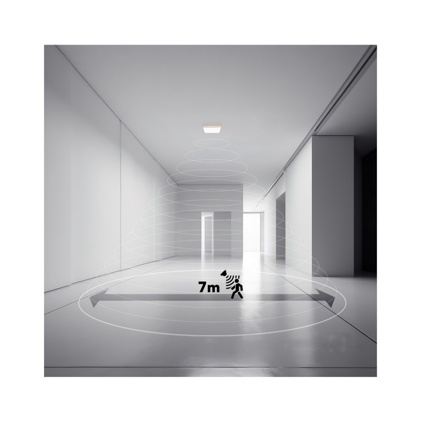 LED kupatilsko svetlo sa senzorom pokreta i sumraka NIVERA LED/12W/230V IP54 3000/4000/6000K 22,5x22,5 cm bela + daljinski upravljač