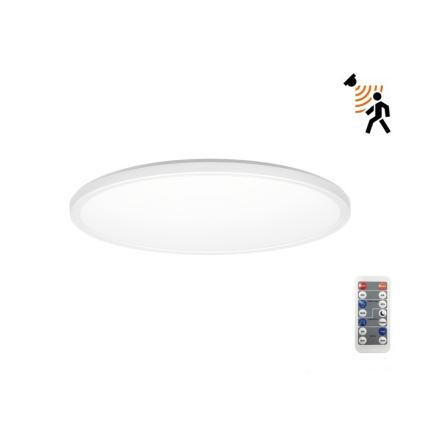LED kupatilsko svetlo sa senzorom pokreta i sumraka NIVERA LED/12W/230V IP54 3000/4000/6000K prečnik 22,5 cm, belo + daljinski upravljač