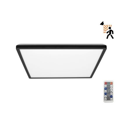 LED svetlo za kupatilo sa senzorom pokreta i sumraka NIVERA LED/18W/230V IP54 3000/4000/6000K 30x30 cm crna + daljinski upravljač