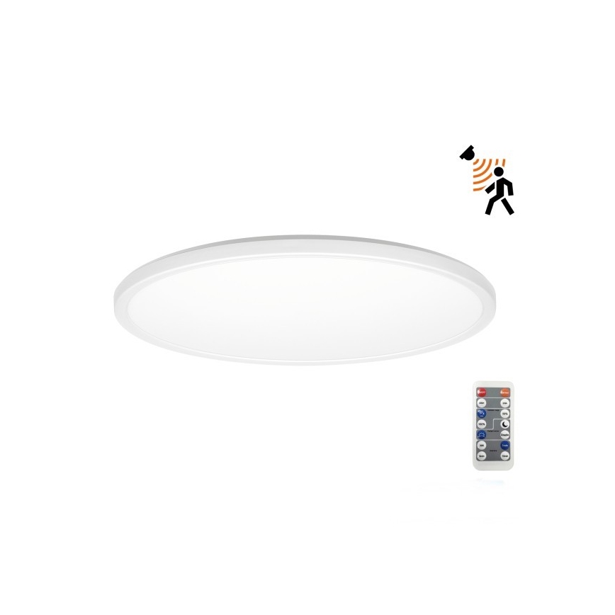LED kupatilsko svetlo sa senzorom pokreta i sumraka NIVERA LED/18W/230V IP54 3000/4000/6000K, prečnik 30 cm, belo + daljinski upravljač