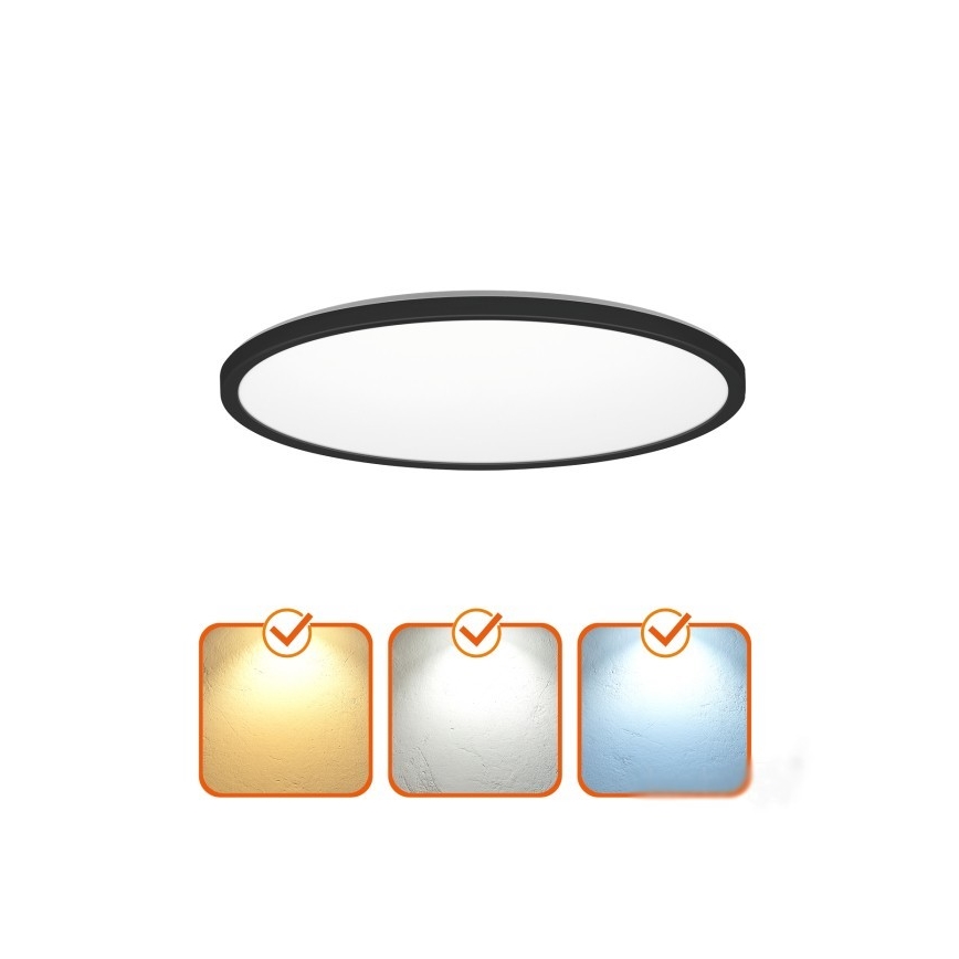 LED kupatilsko svetlo sa senzorom pokreta i sumraka NIVERA LED/18W/230V IP54 3000/4000/6000K prečnika 30 cm crno + daljinski upravljač