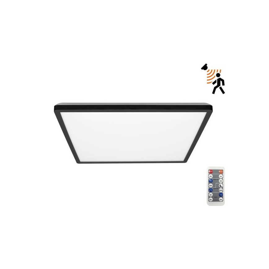 LED kupatilska svetiljka sa senzorom pokreta i sumraka NIVERA LED/24W/230V IP54 3000/4000/6000K 30x30 cm crna + daljinski upravljač