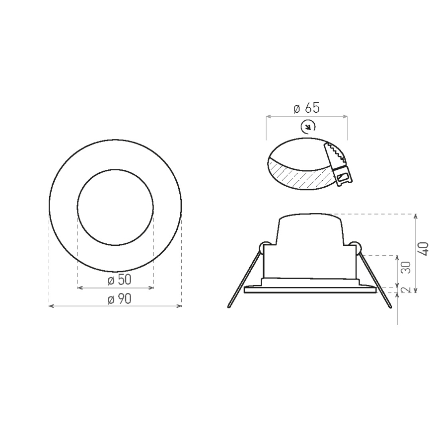 LED Kupatilsko ugradno svetlo BONO LED/5W/230V 3000K IP65 bela