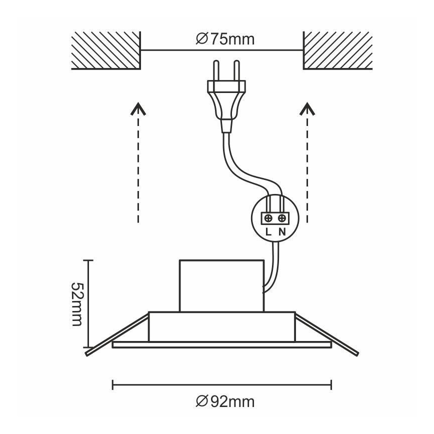 LED kupatilsko ugradno svetlo LED/7W/230V 3000K srebrno IP44