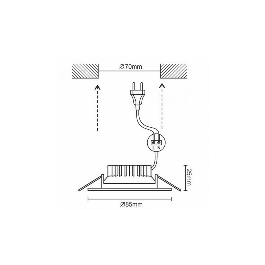 LED kupatilsko ugradno svetlo LED/7W/230V 4000K belo IP44