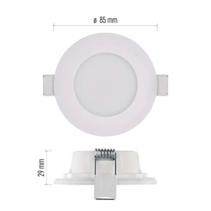 LED kupatilsko ugradno svetlo LORI LED/4,5W/230V IP65 2700/4000K prečnik 8,5 cm belo