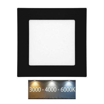 LED kupatilsko ugradno svetlo RAFA LED/6W/230V 3000/4000/6000K 12x12 cm IP44 crno