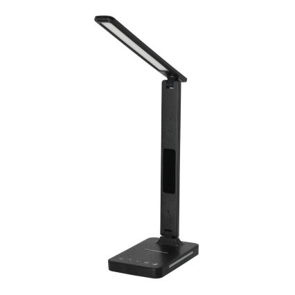 LED prigušiva stona lampa sa bežičnim QI punjenjem, displejom i USB priključkom LED/7W/230V 3000-6000K crna
