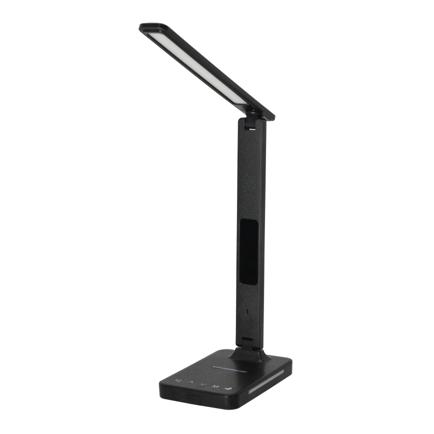 LED prigušiva stona lampa sa bežičnim QI punjenjem, displejom i USB priključkom LED/7W/230V 3000-6000K crna