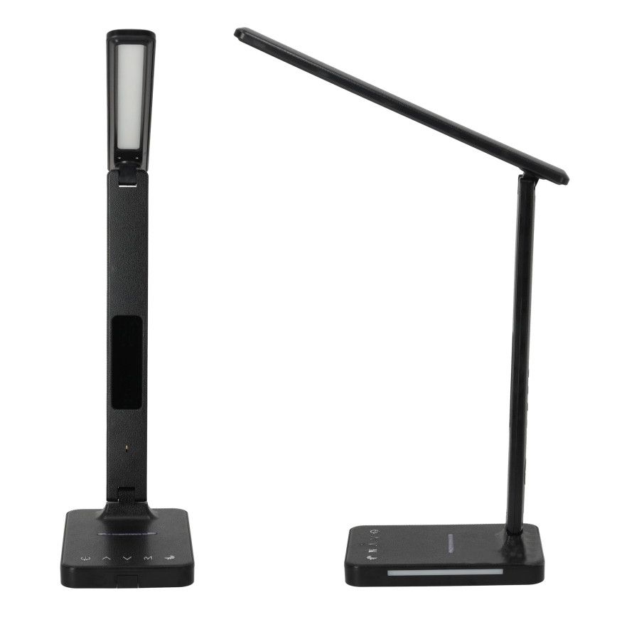 LED prigušiva stona lampa sa bežičnim QI punjenjem, displejom i USB priključkom LED/7W/230V 3000-6000K crna